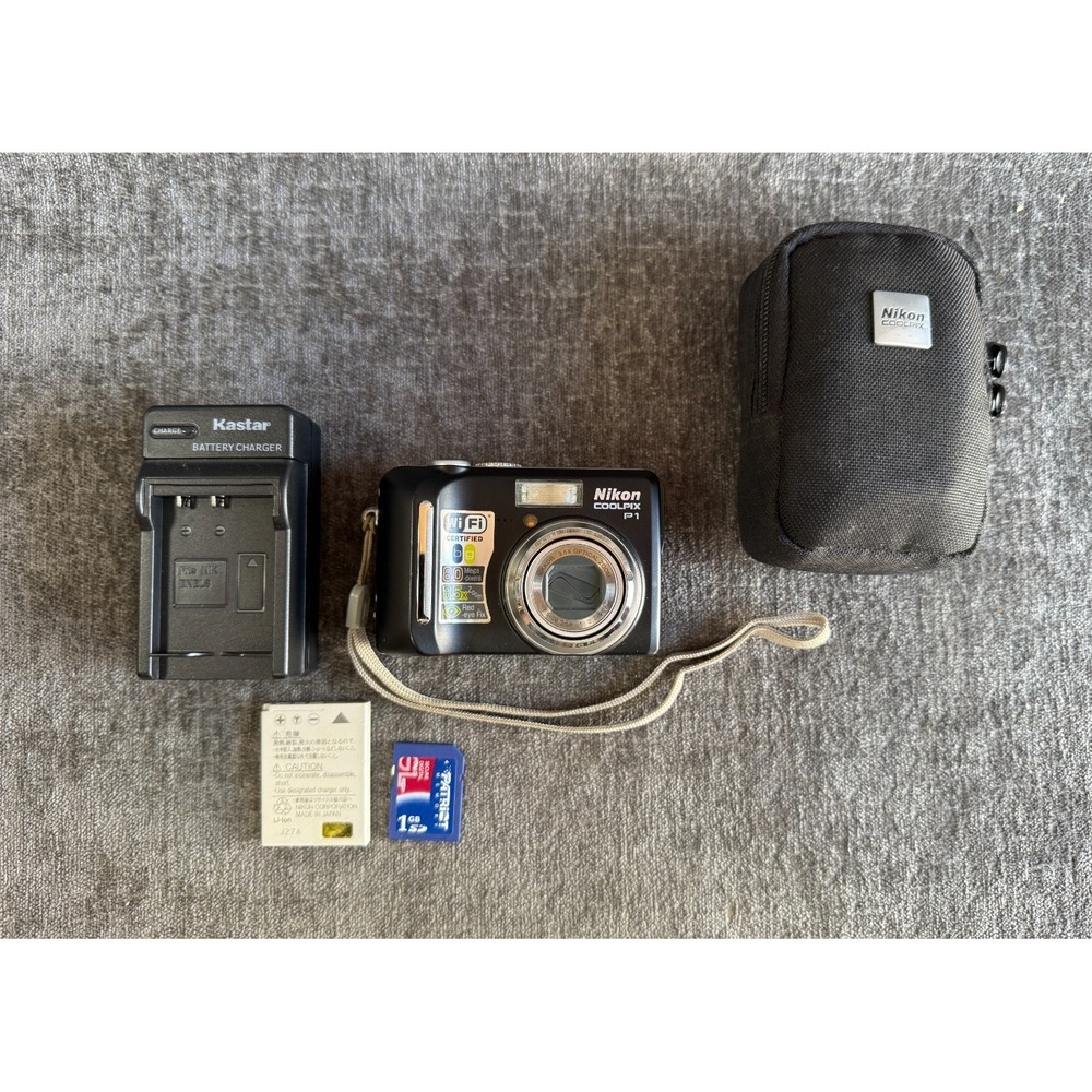 Nikon Coolpix P1 8.0MP Digital Camera Bundle WiFi 1GB SD Charger Case Tested